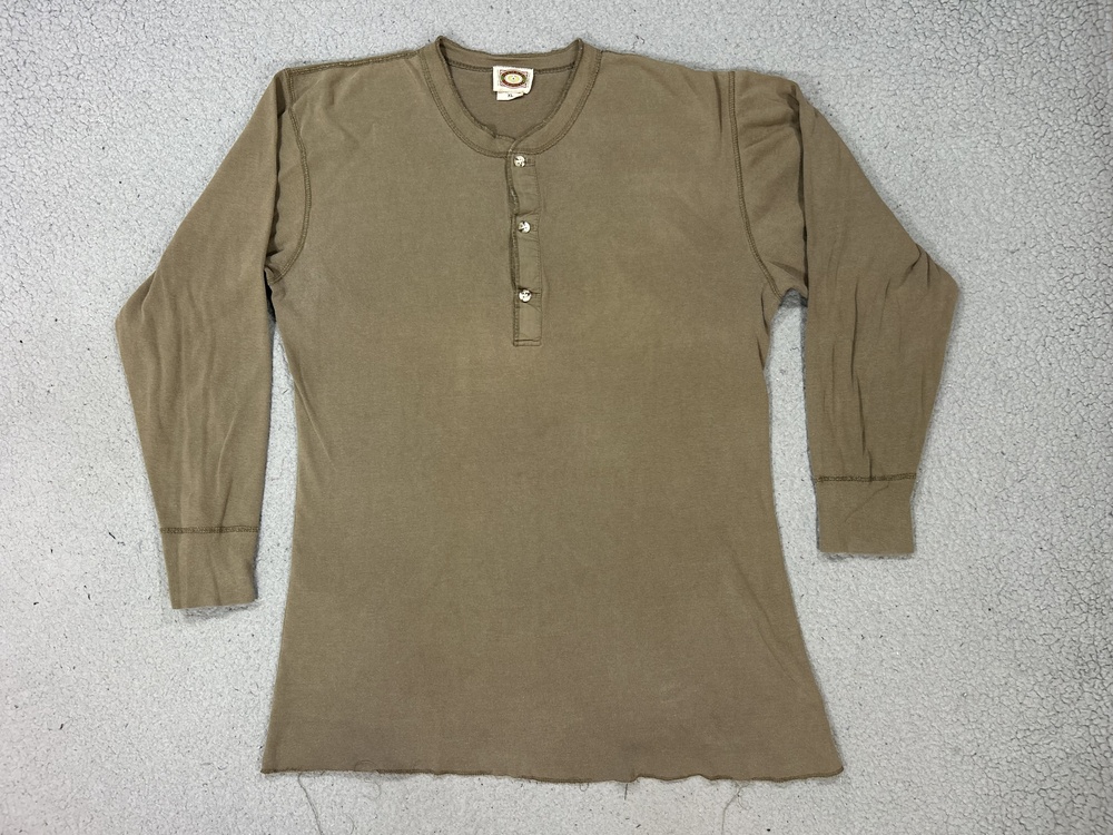 Vintage Banana Republic Henley Shirt Mens XL Brown Long Sleeve Made USA Cotton
